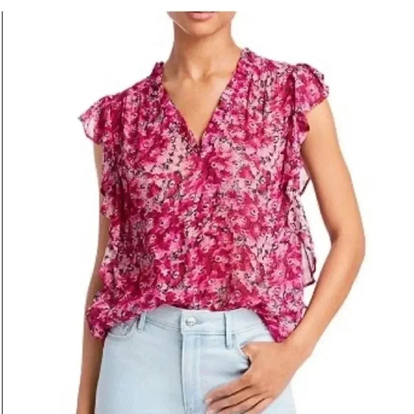 Paige Silk Genie VNeck Ruffled Blouse - Picture 2 of 12